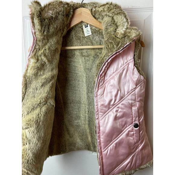 Gap Factory Pink Faux Fur Lining Reversible Vest Girls Size L (10) - Picture 3 of 5